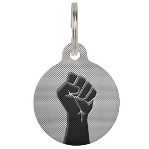 Solidarity Fist in Carbon Fiber Decor Pet Tag