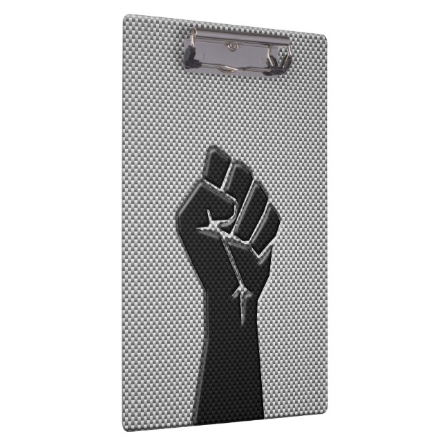 Solidarity Fist in Carbon Fiber Print Style Clipboard (Right)