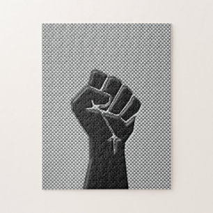 Solidarity Fist in Carbon Fiber Print Style Jigsaw Puzzle