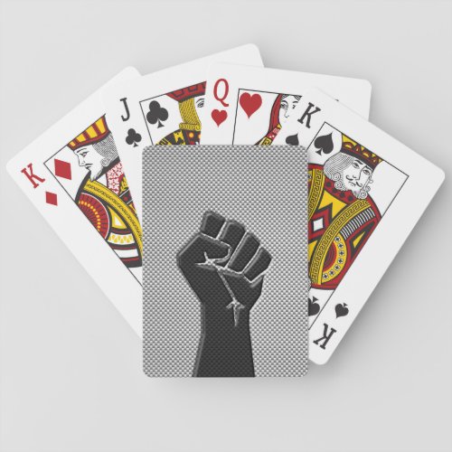 Solidarity Fist in Carbon Fiber Print Style Playing Cards
