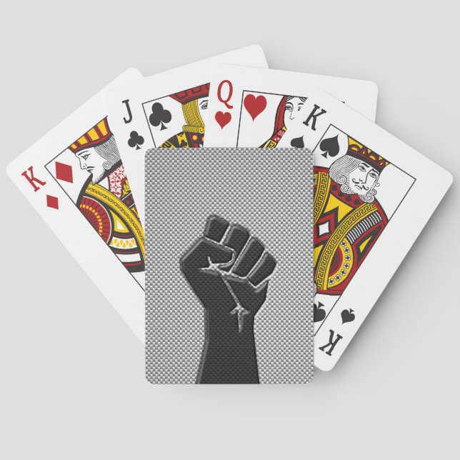 Solidarity Fist in Carbon Fiber Print Style Poker Cards (Back)