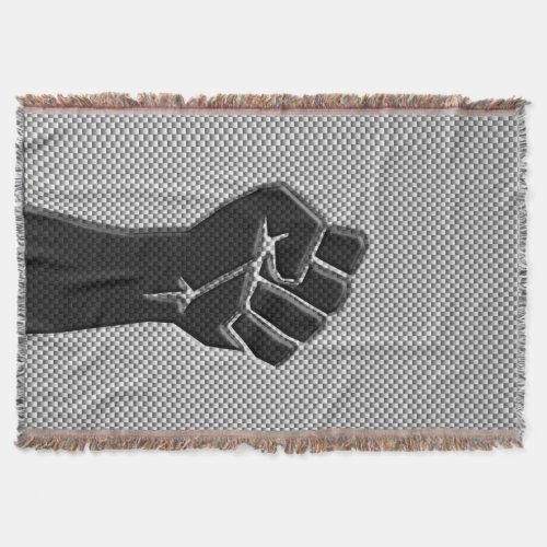 Solidarity Fist in Carbon Fiber Print Style Throw Blanket