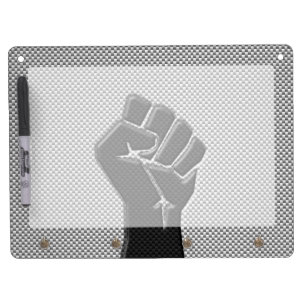 Solidarity Fist in Carbon Fiber Style Dry Erase Board With Keychain Holder