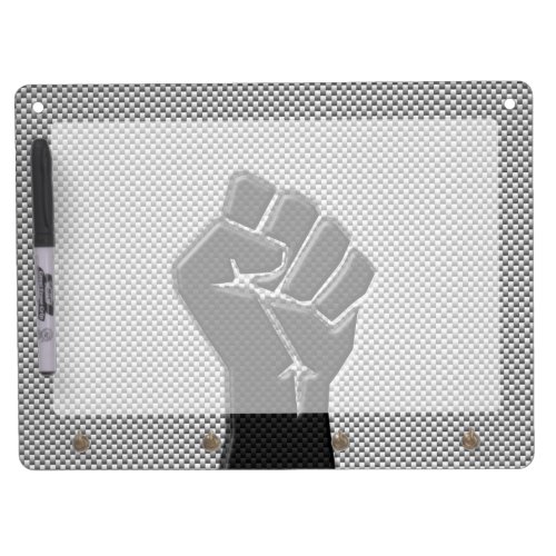 Solidarity Fist in Carbon Fiber Style Dry Erase Board With Keychain Holder