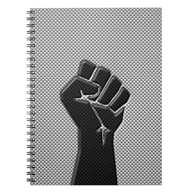 Solidarity Fist in Carbon Fiber Style Notebook (Front)