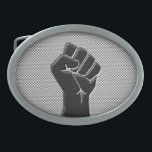 Solidarity Fist in Carbon Fiber Style Oval Belt Buckle<br><div class="desc">A Solidarity Fist symbol in Carbon Fiber Print Style. 


Introducing</div>