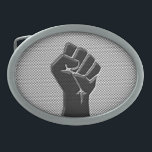 Solidarity Fist in Carbon Fiber Style Oval Belt Buckle<br><div class="desc">A Solidarity Fist symbol in Carbon Fiber Print Style. 


Introducing</div>