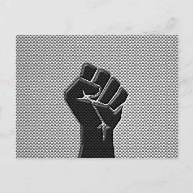 Solidarity Fist in Carbon Fiber Style Postcard (Front)