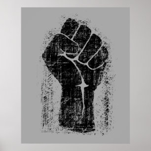 Solidarity Fist in Distressed Style Poster