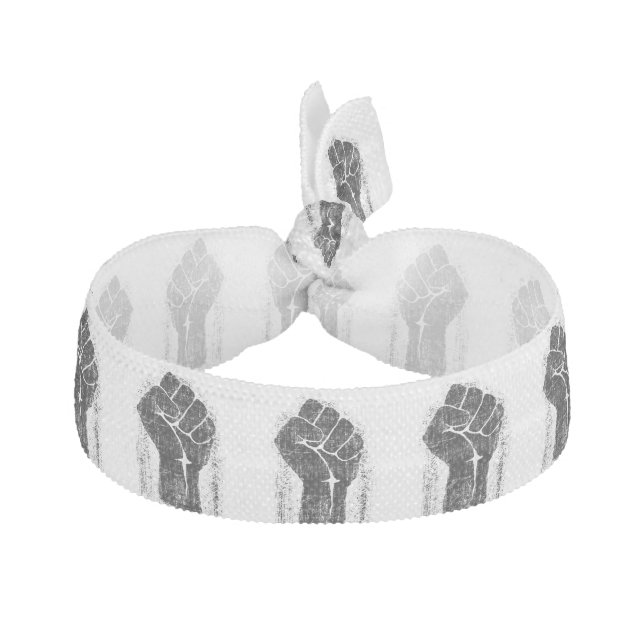 Solidarity Fist in Distressed Style Ribbon Hair Tie (Front)