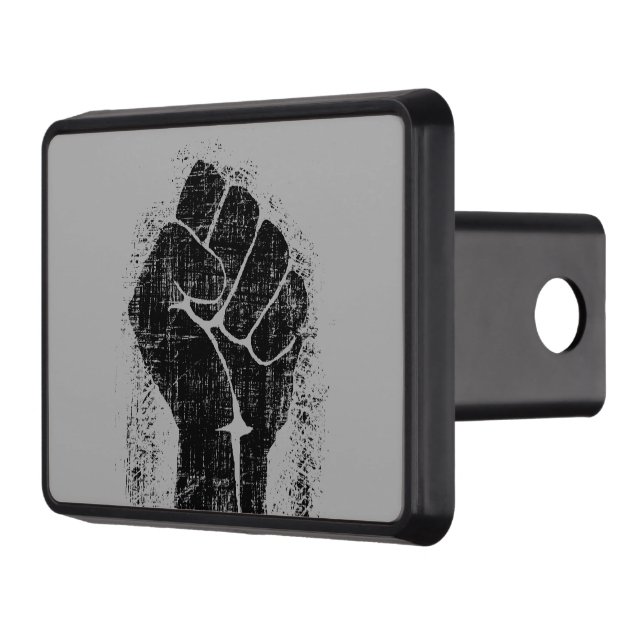 Solidarity Fist in Distressed Style Trailer Hitch Cover (Left)