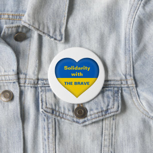 Solidarity Heart of Ukraine Ukrainian Flag Button