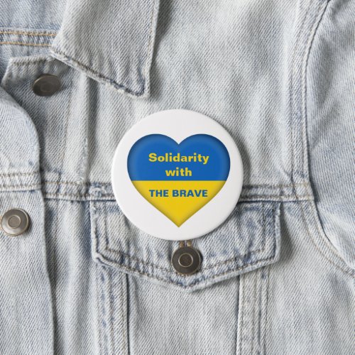 Solidarity Heart of Ukraine Ukrainian Flag Button