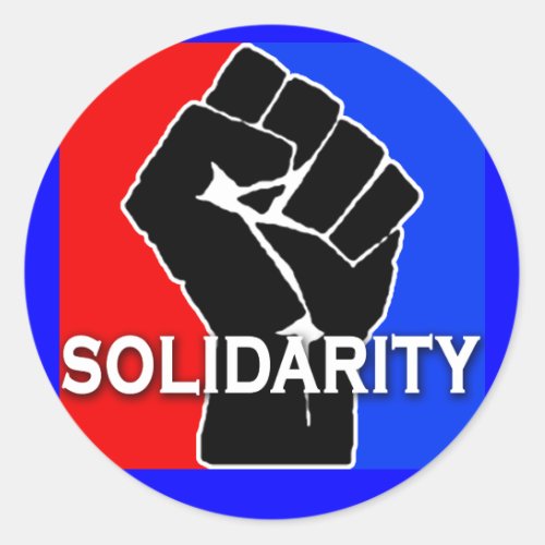 SOLIDARITY in Red White Blue and Black Classic Round Sticker