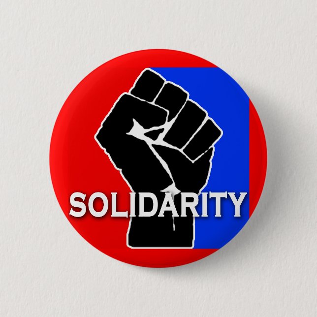 SOLIDARITY in Red, White, Blue and Black Pinback Button (Front)