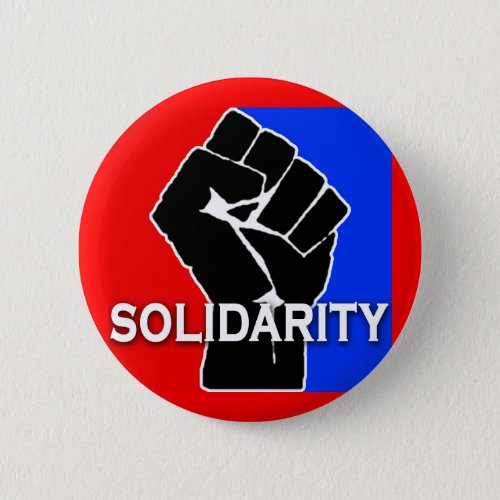 SOLIDARITY in Red White Blue and Black Pinback Button