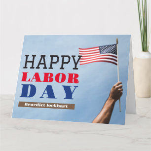 Solidarity Worker Unity Labor Day Red White & Blue Letterpress Thank You Card
