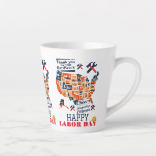 Solidarity Worker Unity Labor Day USA flag Latte Mug