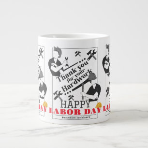 Solidarity Worker Unity Labor Day with USA flag  Giant Coffee Mug