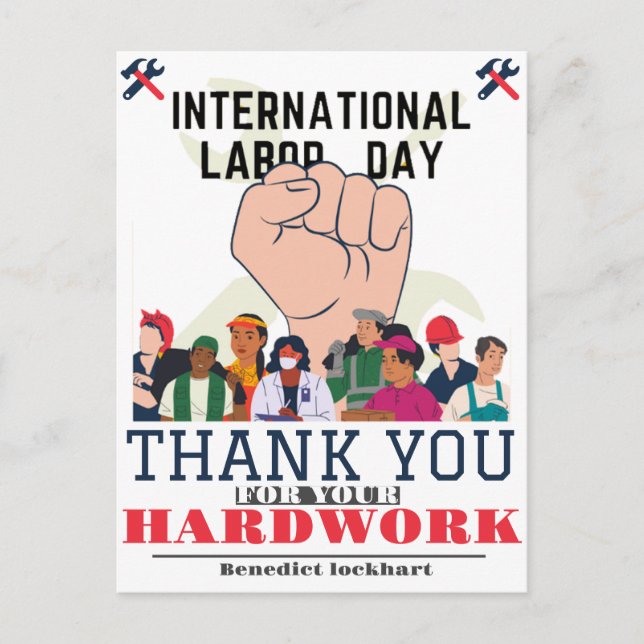 Solidarity Worker Unity Labor Day with USA flag  Postcard (Front)