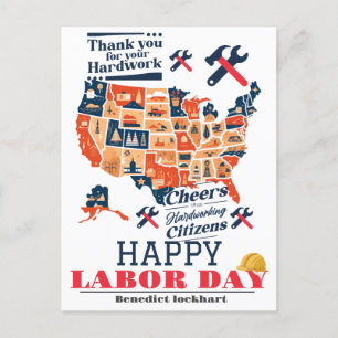 Solidarity Worker Unity Labor Day with USA flag  Postcard