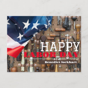Solidarity Worker Unity Labor Day with USA flag Postcard