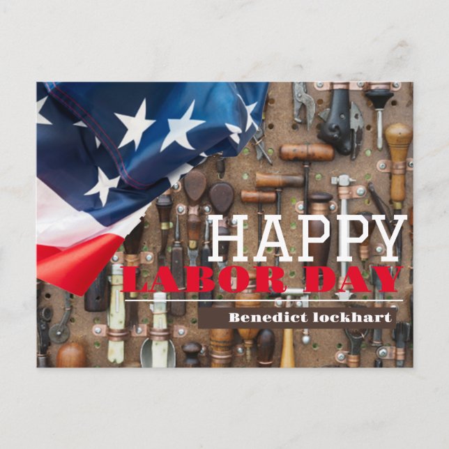 Solidarity Worker Unity Labor Day with USA flag Postcard (Front)