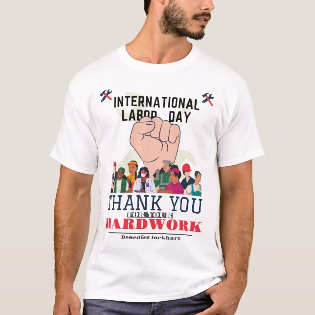 Solidarity Worker Unity Labor Day with USA flag  T-Shirt (Front)