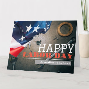 Solidarity Worker Unity Labor Day with USA flag Thank You Card