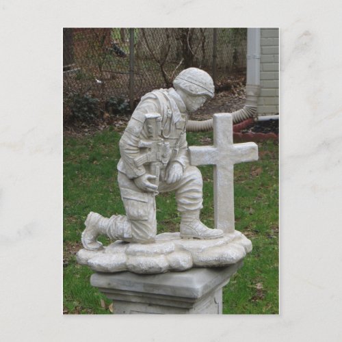 Solider Kneeling In Prayer Postcard