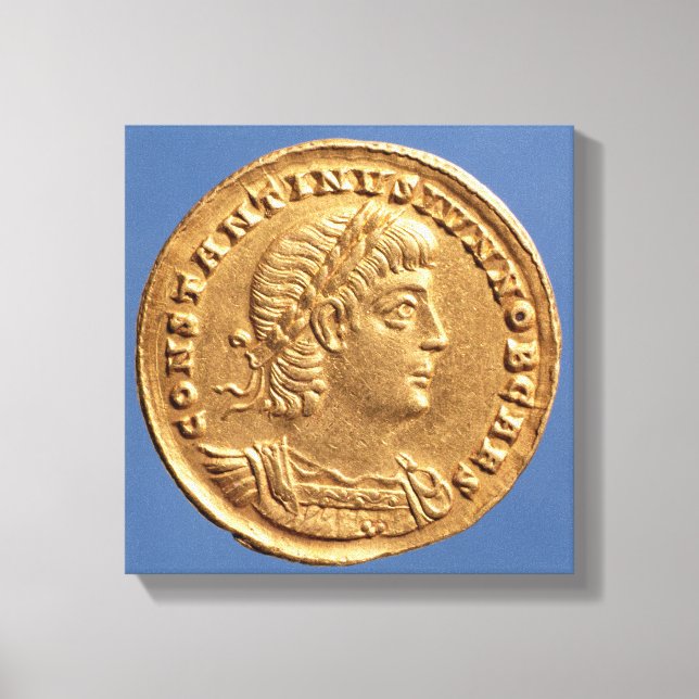 Solidus  of Constantine II Caesar cuirassed Canvas Print (Front)