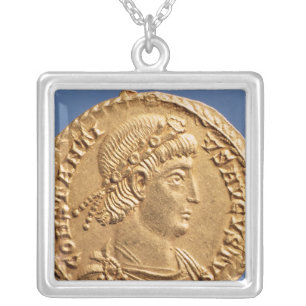 Solidus  of Constantinius II Silver Plated Necklace