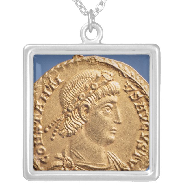 Solidus  of Constantinius II Silver Plated Necklace (Front)