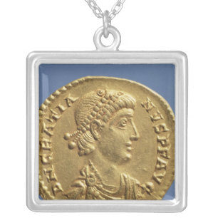 Solidus of Gratian draped Silver Plated Necklace