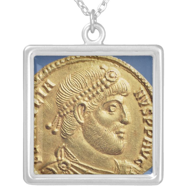 Solidus  of Julian the Apostate  draped Silver Plated Necklace (Front)