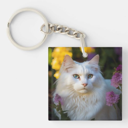 Solis the Turkish Angora Cat Keychain