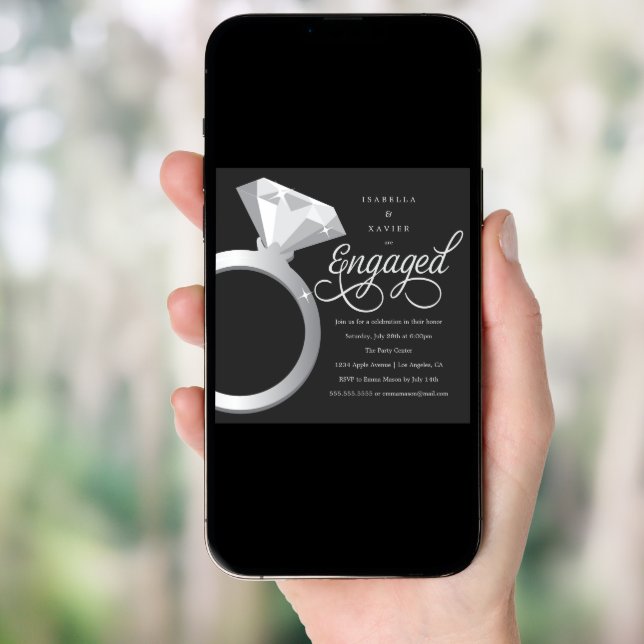 Solitaire | Custom Color Engagement Party Invite (Front Digital)