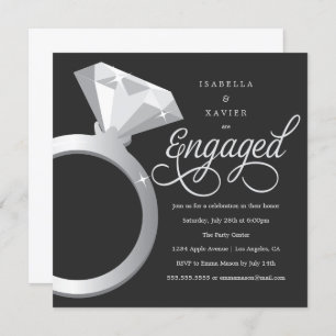 Solitaire   Custom Color Engagement Party Invite