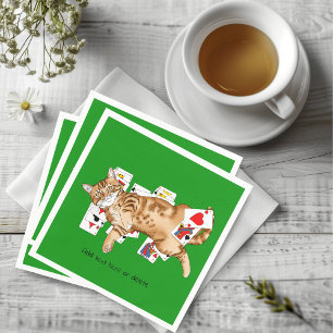 Solitaire Funny Orange Tabby Cat Playing Cards  Napkins