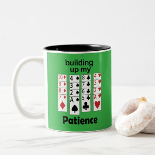 Solitaire Game Building Up My Patience Funny Gamer Two-Tone Coffee Mug