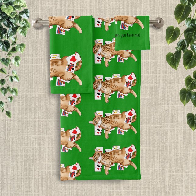 Solitaire Game Cards Cat Bath Towel Set (Creator Uploaded)