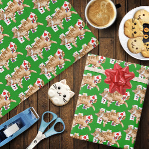 Solitaire Game Cards Cat Wrapping Paper