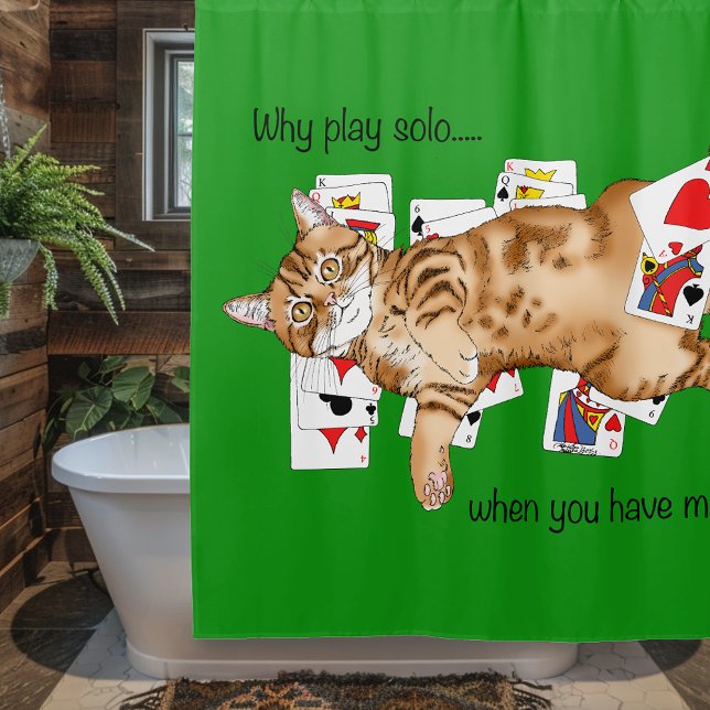 Solitaire Games Cards Cat Shower Curtain (Creator Uploaded)