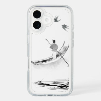Solitary Boat in Mist iPhone 16 Case