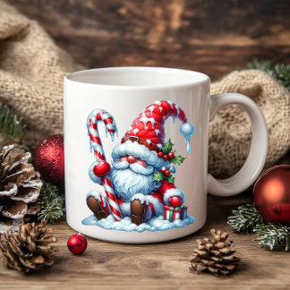 Solitary Christmas Gnome with Candy Coffee Mug