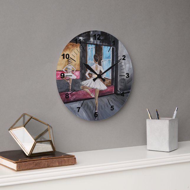 Solitary Grace Painting by Alfred Fox Large Clock (Office)