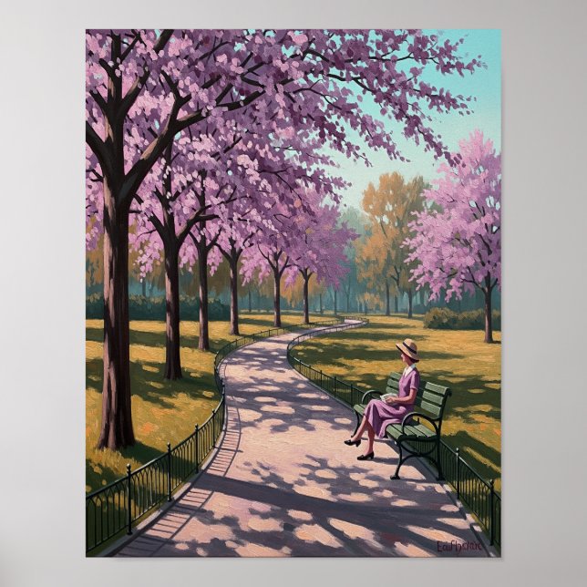  "Solitary" Lady On The Park Bench Poster (Front)
