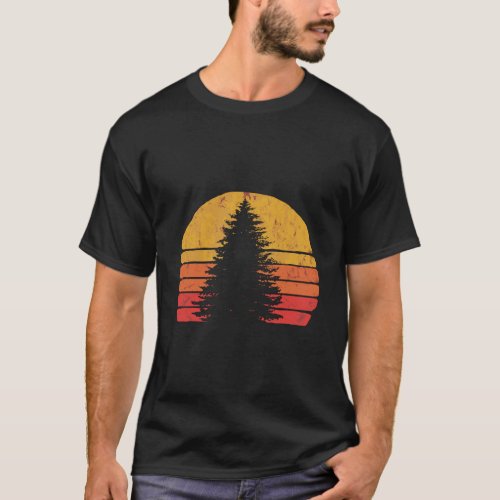 Solitary Pine Tree Sun _ Vintage Retro Outdoor Gra T_Shirt