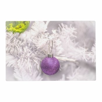 Solitary Purple Christmas Ball Placemat by FunWithFibro at Zazzle