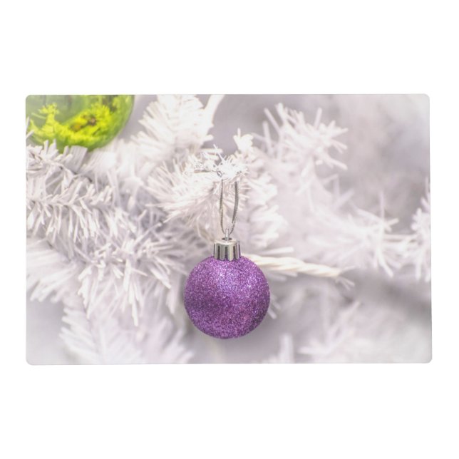 Solitary Purple Christmas Ball Placemat (Front)